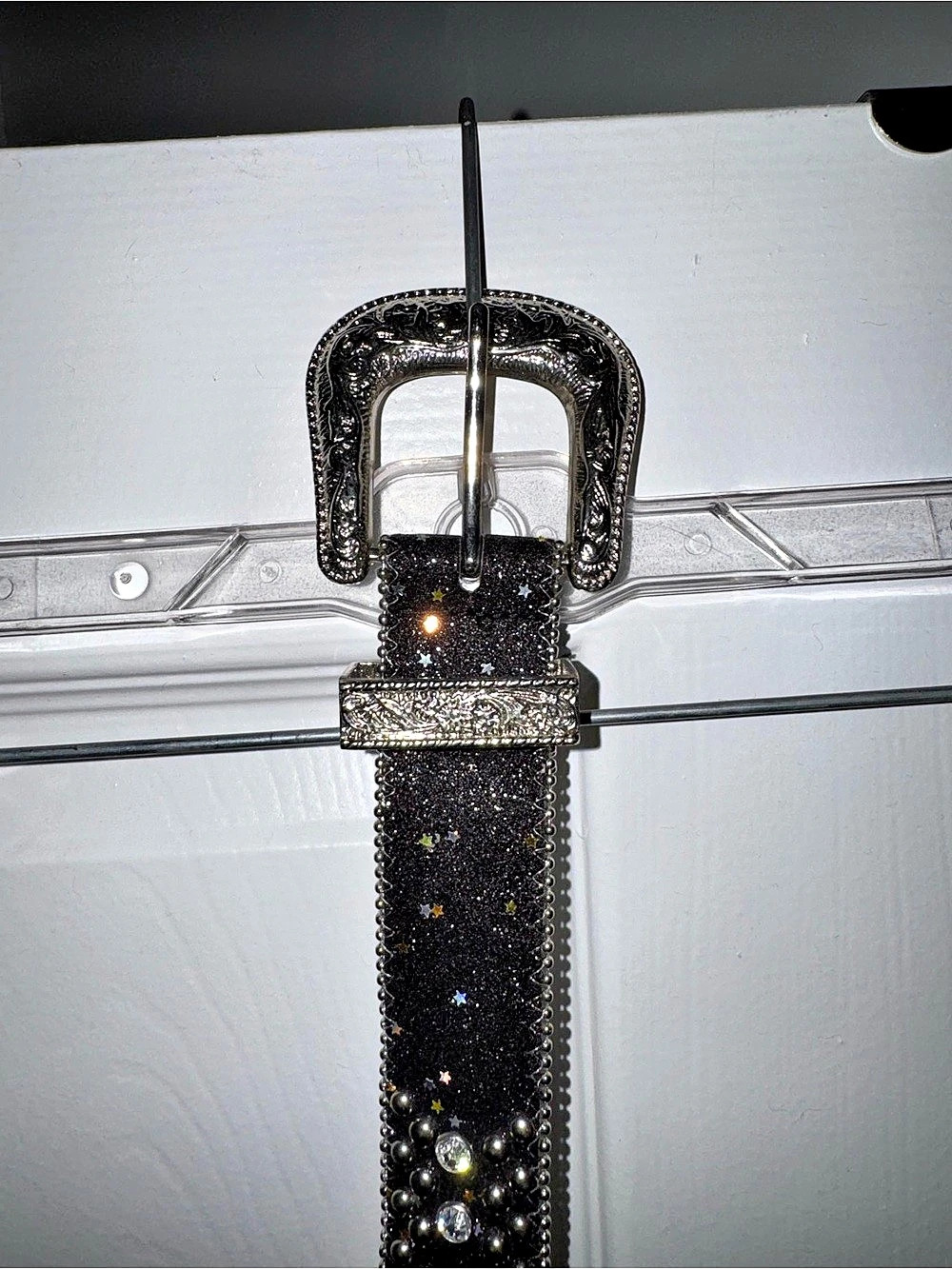 GUESS Y2K Sparkly Studded Rhinestone Belt in Black & Silver XL NWT - Picture 6 of 6
